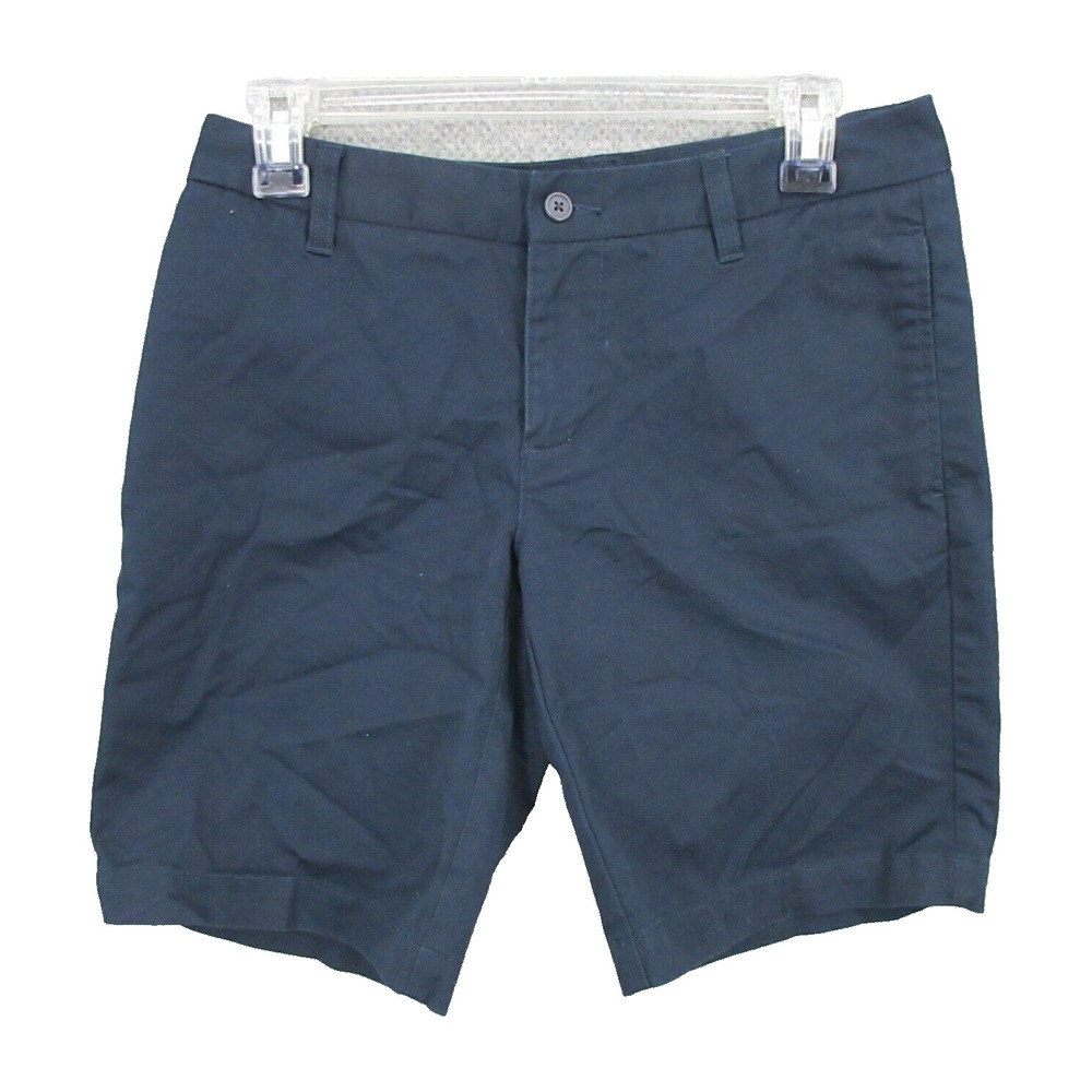 Lands' End Women Shorts Size 3 Navy Blue Chino Style With Pockets Cotton Blend
